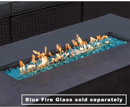 Miniatura 3 de COSIEST mesa rectangular con fogata a propano para exteriores, de 56 x 28pulgadas, acabado de bronce compacto similar al hormigón, 50,000unidades