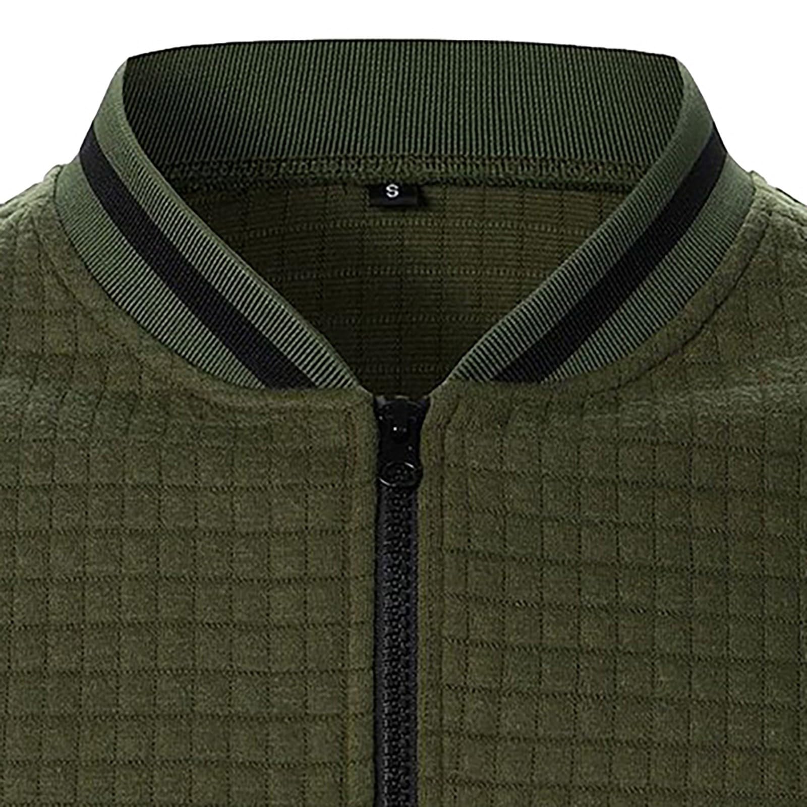 Cardigan a nido d'ape da uomo giacca in pile con zip intera a maniche lunghe giacca da baseball con colletto rialzato giacche leggera tuta casual tinta unita felpa bomber da lavoro giacche Varsity