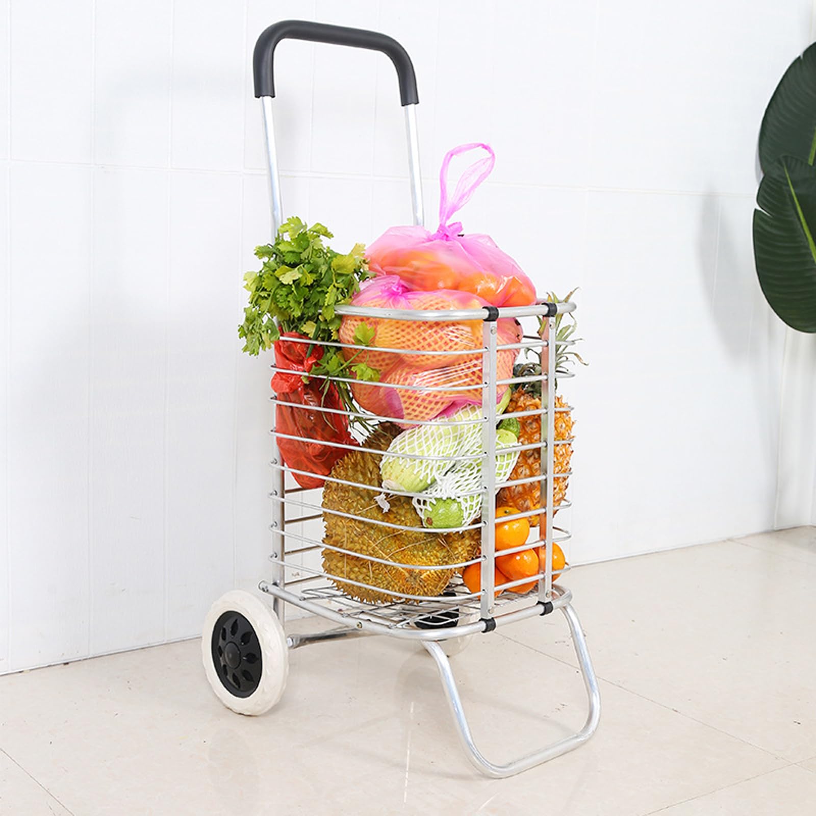 Amazon｜BQKOZFIN 折りたたみ ショッピングカート アルミ製 容量36L 超