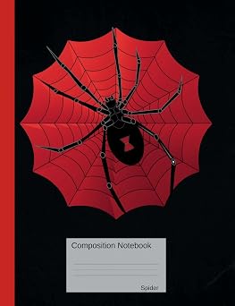 Spider Composition Notebook Wide Ruled lined Book to write in for school, take notes, for kids, students,teachers, homeschool, redback Spider Cover