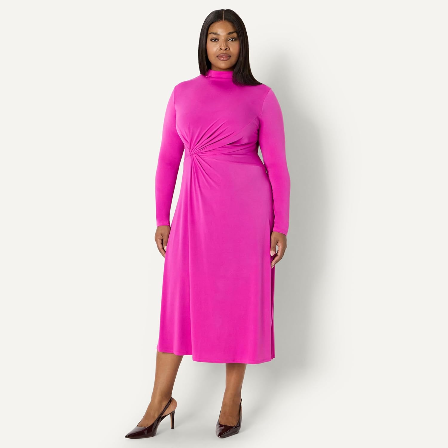 Amazon Essentials Women's Fit and Flare Long-Sleeved Short Maxi Dress - Image 6