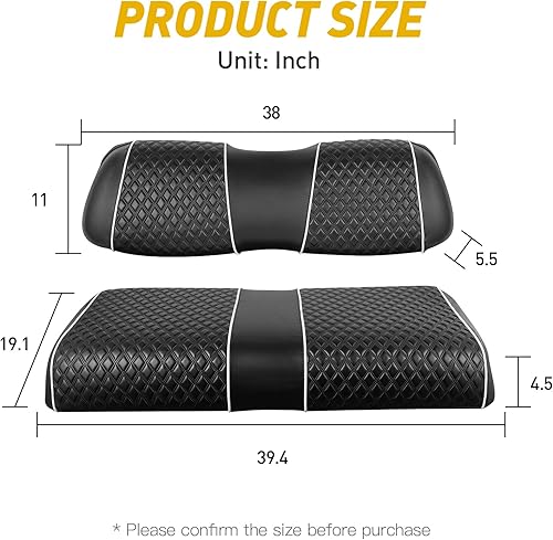 Miniatura 6 de NOKINS Fundas de asiento de carrito de golf para Club Car DS OEM, cojín de asiento delantero ordinario, respaldo de cuero de vinilo con diamantes