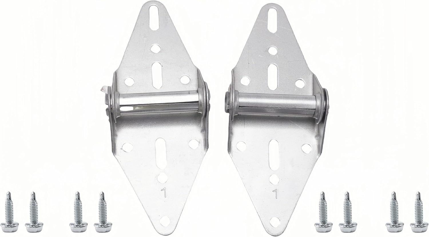 Garage Door Hinges #1 with Mounting Bolts, Heavy Duty #1 Door Hinges with Galvanized Finish for Residential/Light Commercial Gara，2 Packs+8Screws