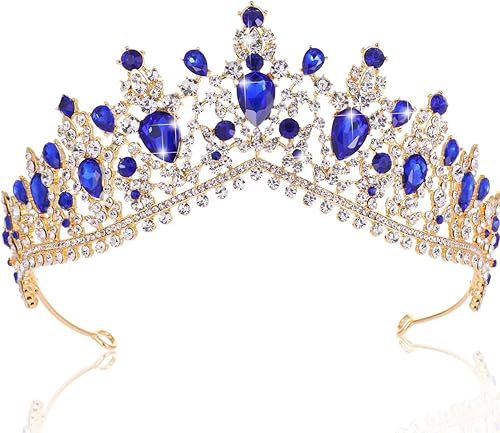 Kamirola - Corona de reina y tiara corona de princesa para mujeres y niñas, diademas de cristal para novias, disfraces góticos de Halloween para