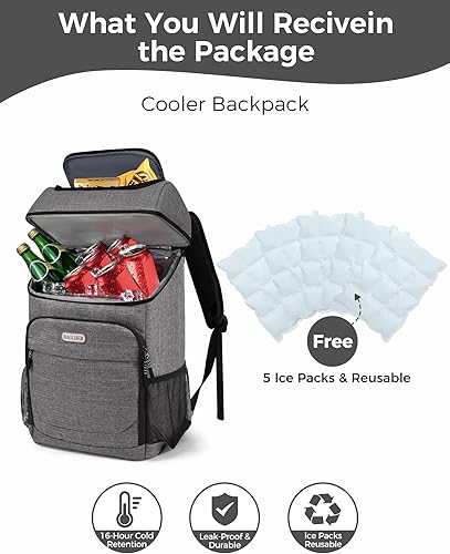 Miniatura 64 de BAGLHER Mochila Nevera Térmica Ligera Aislada - 30 Latas, A Prueba de Fugas para Almuerzo, Picnic, Senderismo, Viajes de Campamento Núcleo