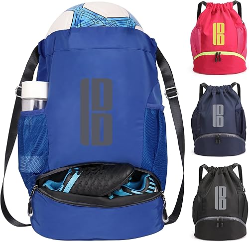 brooman Bolsas de fútbol juveniles para niños y niñas, para fútbol, baloncesto, voleibol y mochila de fútbol