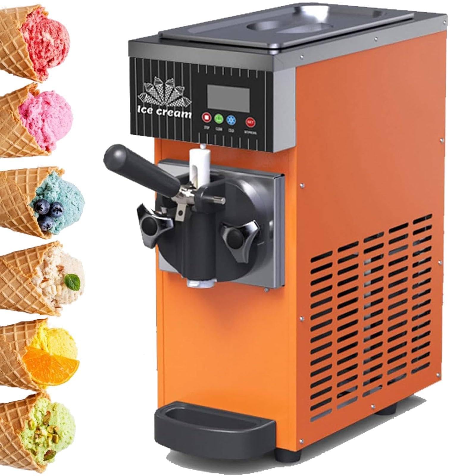 WYBYYDS Commercial Ice Cream Machine 3.5L Hopper Orange-750W