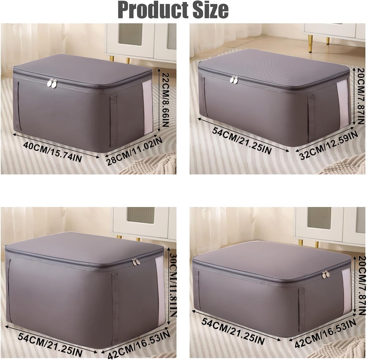 Generic Storage Bags for Clothes, Heavy Duty Moving Bags, Storage Tote for Space Saving, Organization and Storage Containers with Lids, Storage Bins for Bedding, Blanket, Comforter (4PCS)