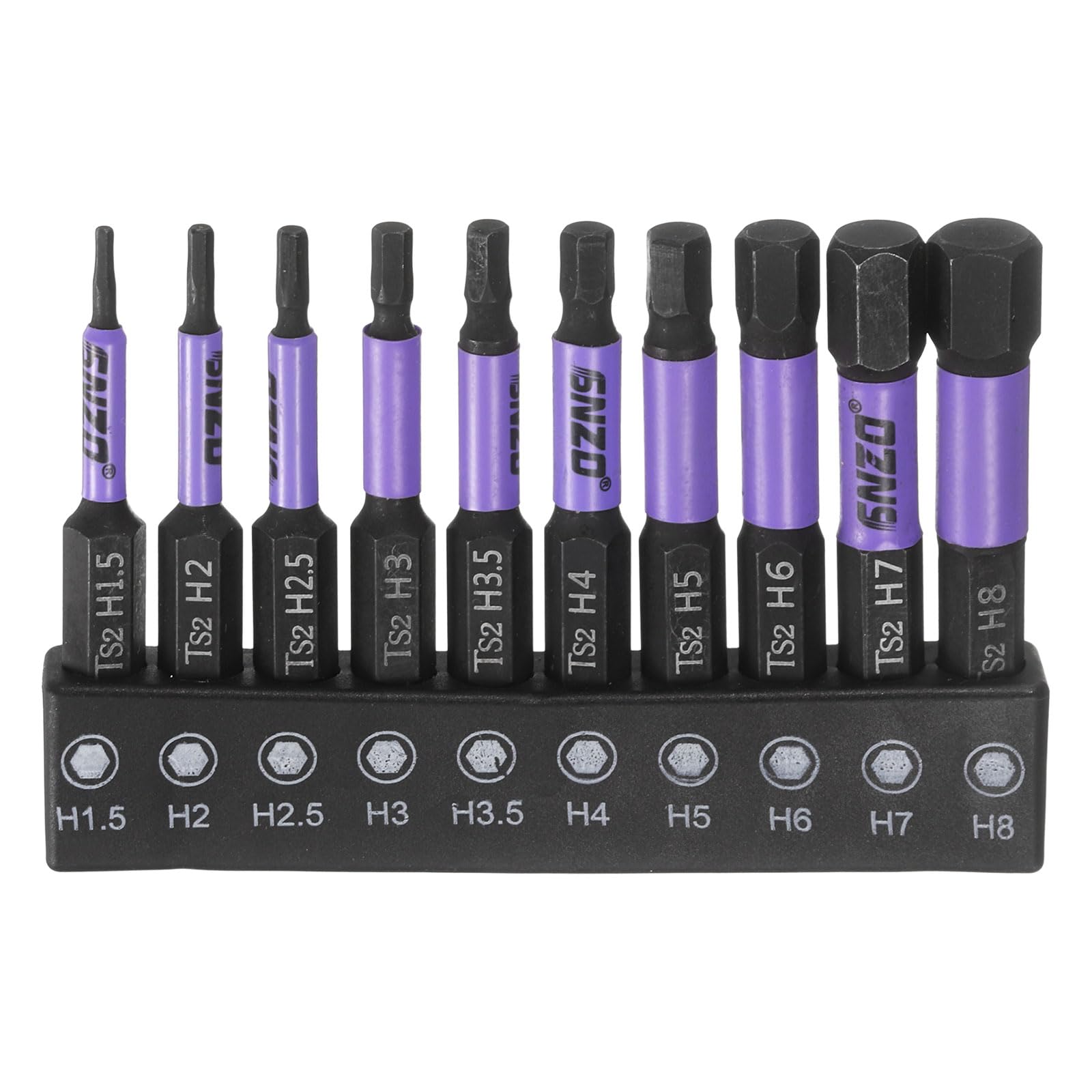 sourcing map 10pcs H1.5-H8 Flat Hex Head Wrench Drill Bit Set 2" (50mm) Long 1/4" Hex Shank Magnetic Metric Hexagon Screw Driver Bits Phosphate S2 Steel Screwdrivers Electric Power Socket