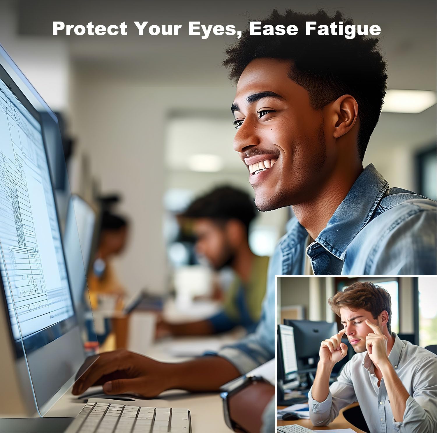 2 Pack Anti-Blue Light & Anti-Scratch Screen Protector Shield for 27 Inches Desktop Computer Monitor, Hanging Block Filter Panel for Eye Protection