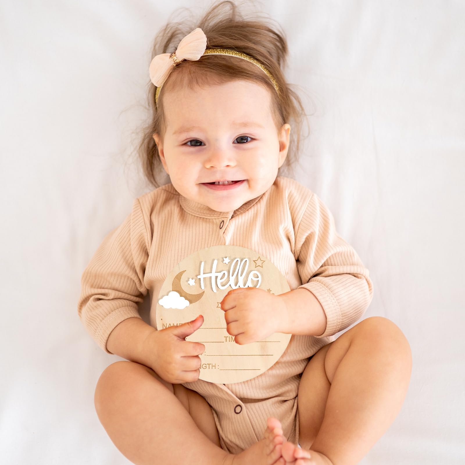 Personalised Wooden Baby Name Sign, Handheld Nursery Decor & Newborn Photo Prop, Perfect Birth Announcement, Christening Gift - Image 4