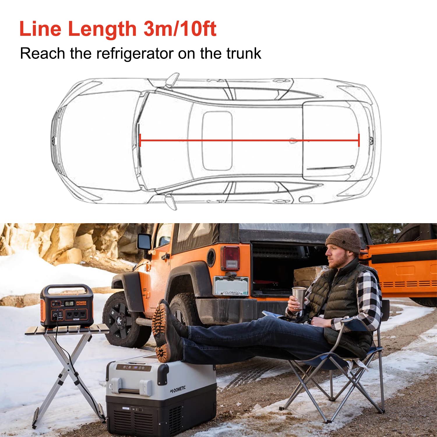 WFPOWER DC Power Cord Power Cable for 12/24 Volt Car Refrigerator, 9.8 ft Length 16AWG 15A Fuse, Cigarette Lighter Male Plug Car Fridge Freezer Power Cable for Iceco Bodega Bougerv Setpower Alpicool