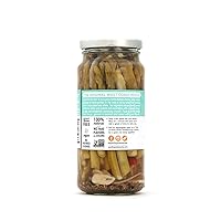Vista 4 de Asparagusto - Lanzas de espárragos en escabeche - Vegetales gourmet conservados para guarniciones - sin OMG, sin gluten, 16 onzas (paquete de 2)