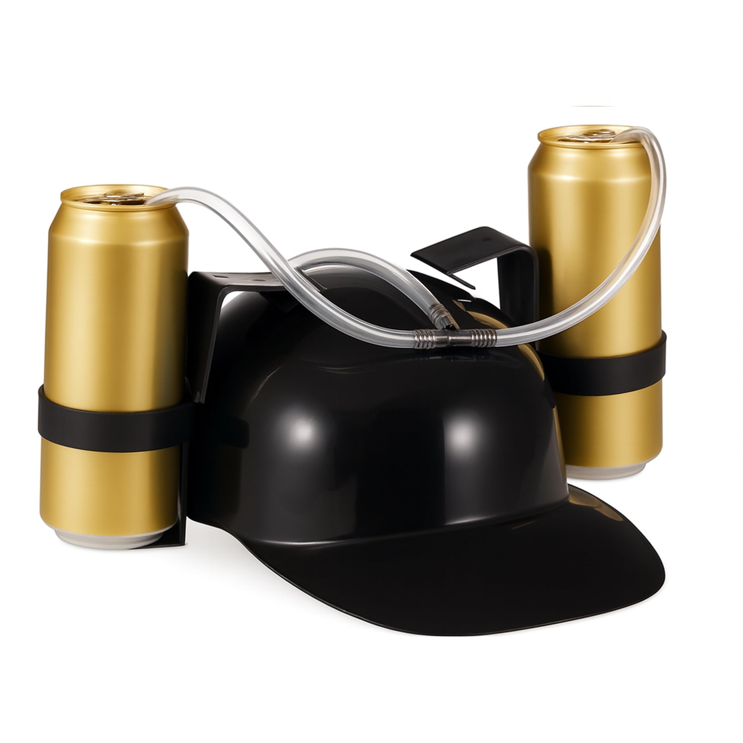 Relaxdays Party Helmet with Hose for 2 Beer Cans Fun Item Carnival Football Black Fashion