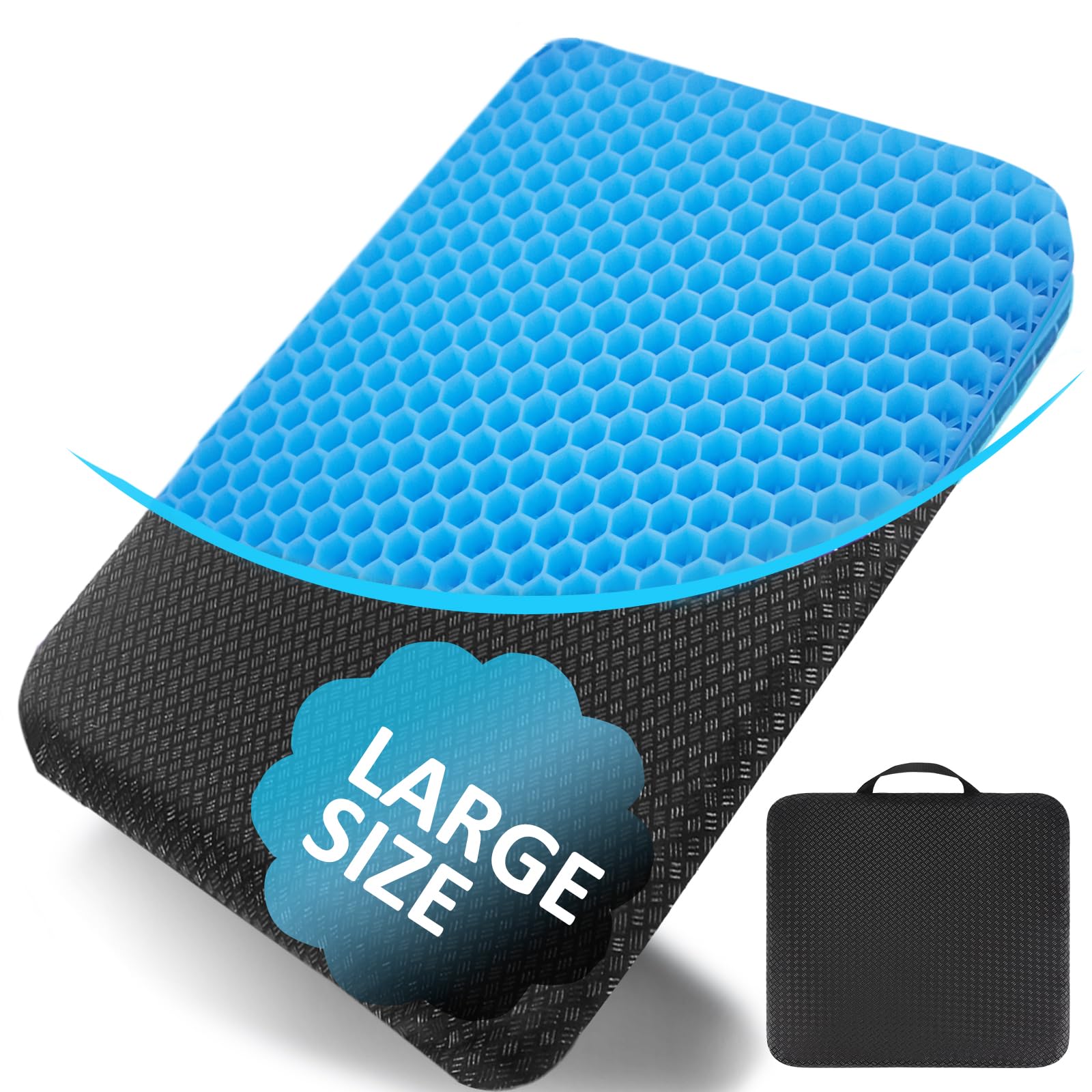 Seat Cushion, Blue Gel Seat Cushion for Long Sitting– Back Pain, Sciatica, Tailbone Pain Relief Pad, Blue Seat Cushion for Office Chair, Wheelchair Cushion, Car Cushion, Long Trips