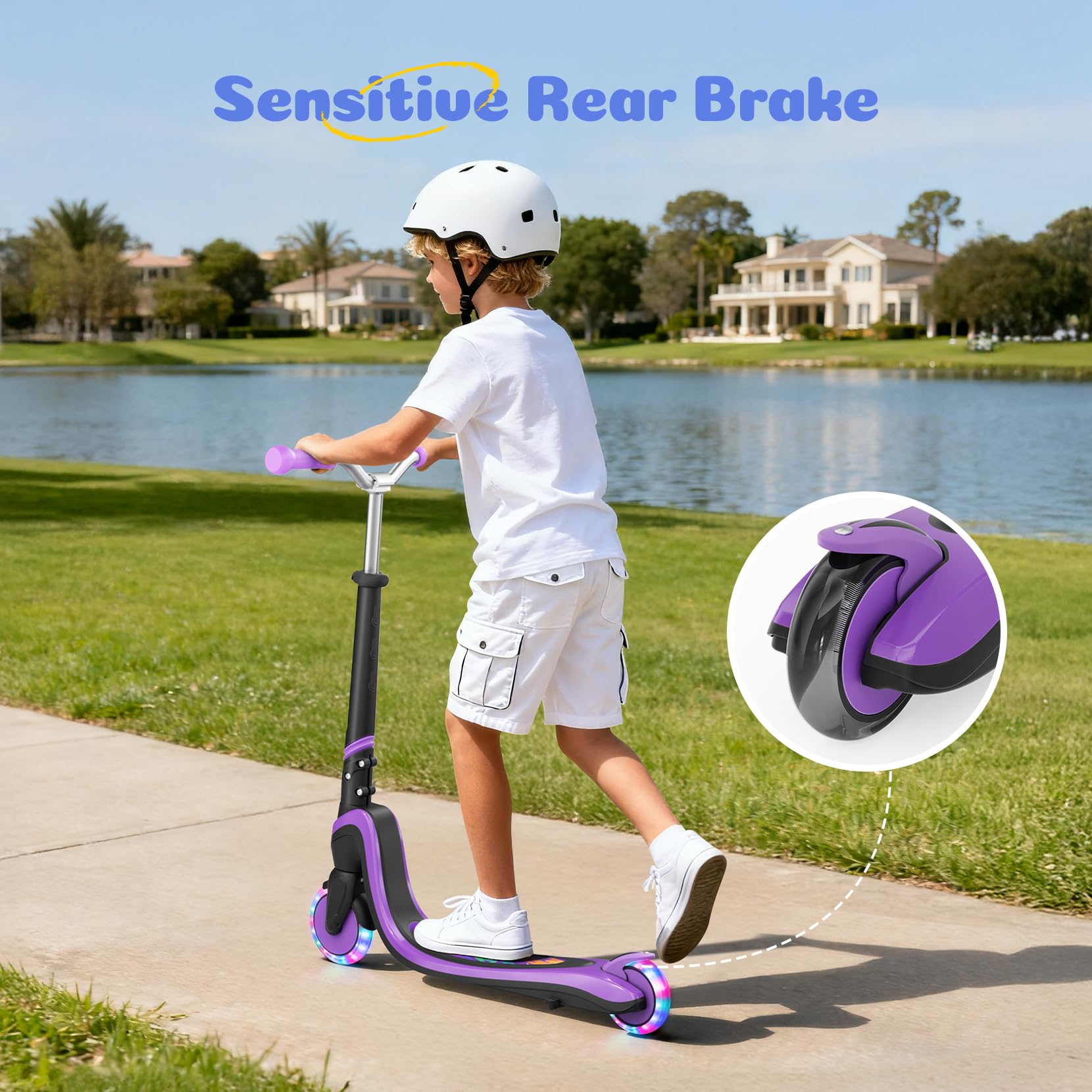 Scooter for Kids Ages 3-12 TONBUX 2 Wheel Kids Scooter with Light Up Wheels & Stem & Deck, 3 Adjustable Height Handle - Image 6
