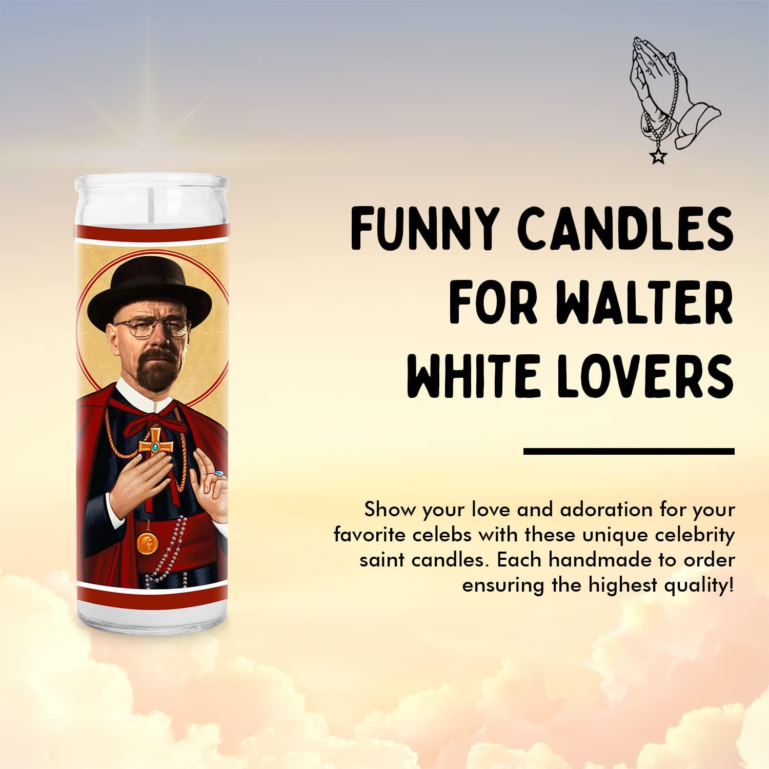 Bryan Cranston Celebrity Candle – Unscented Handmade Soy White Wax Votive Walter Candle – Unique Gift for Breaking Bad Fans – Home Decor Collectible for Living Room & Office