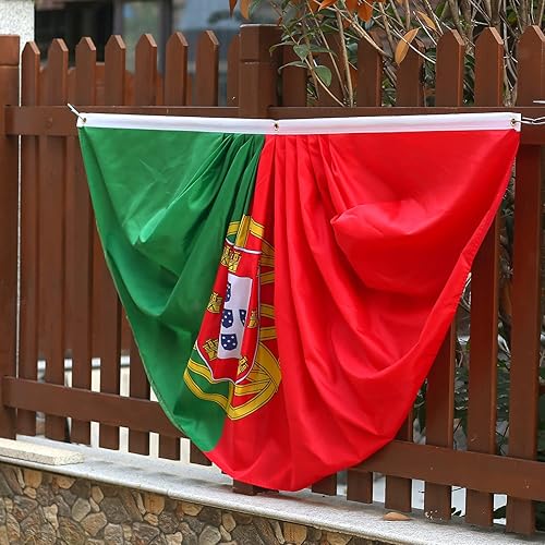 Miniatura 6 de Bandera de abanico plisada portuguesa portuguesa de 3 x 6 pies, 2 banderas de abanico plisadas portuguesas para interiores/exteriores/delanteros,
