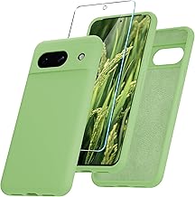 for Google Pixel 8a Case, Silicone Phone Case with 1 Screen Protector, Soft Anti-Scratch Microfiber Lining, Shockproof Slim Cover Support Wireless Charging, Mint Green