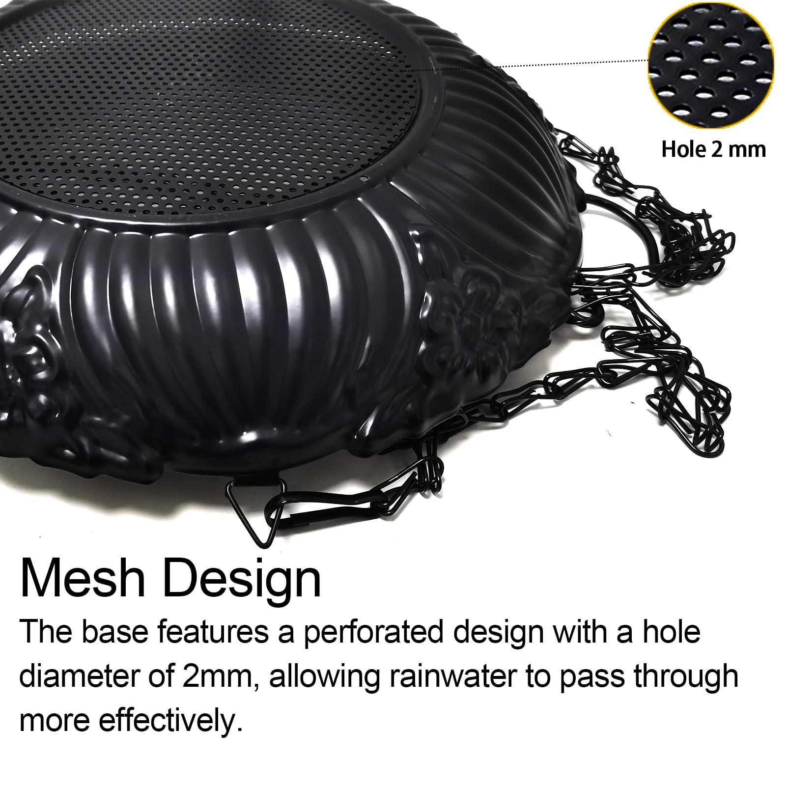 Comedero para pájaros de plataforma, comedero grande de 11 pulgadas para exteriores, bandeja colgante de metal, comederos para pájaros, 1 paquete