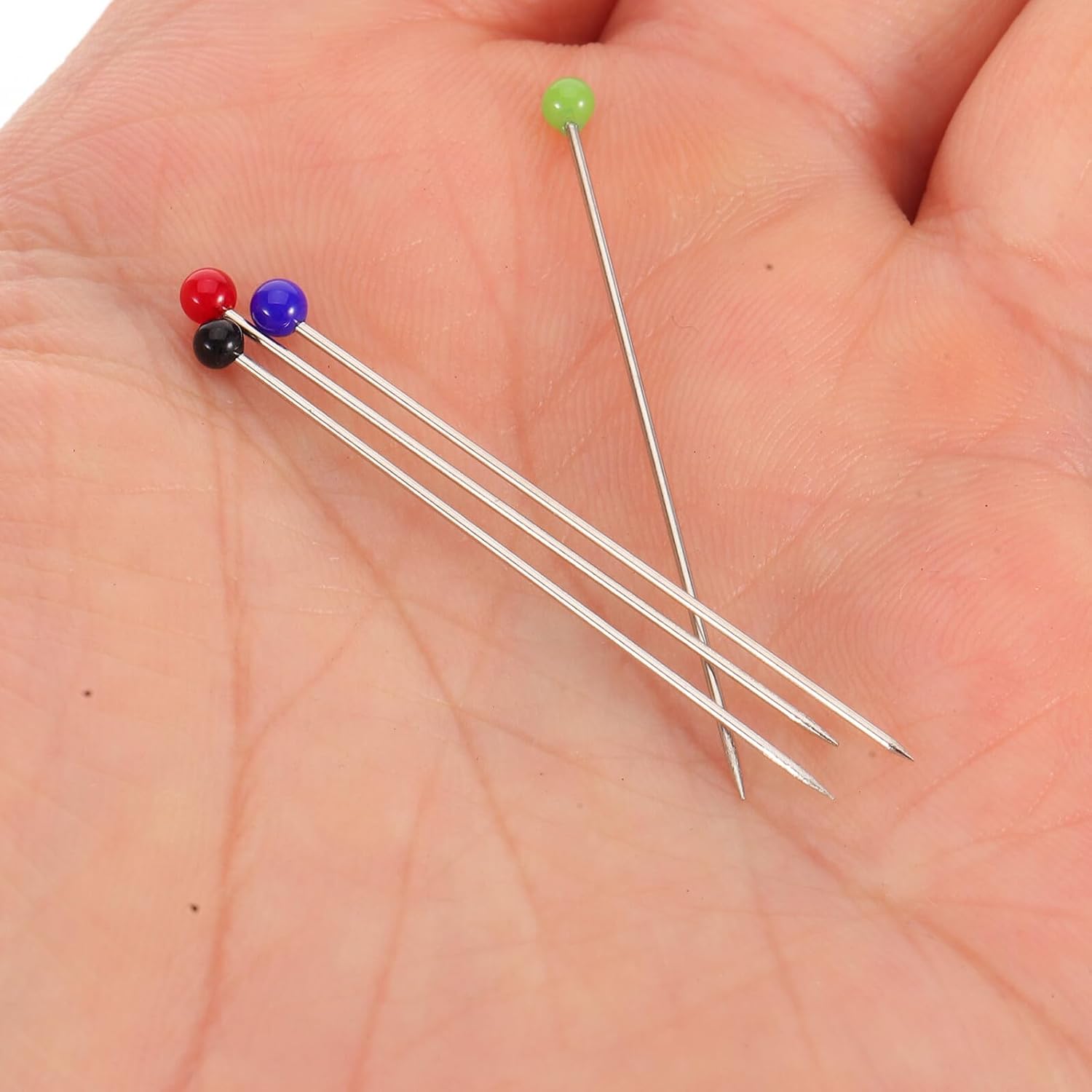 1000pcs 38mm Glass Head Straight Pins Quilting Pins with Colored Ball Heads for DIY Craft Fabric Positioning in Storage Box