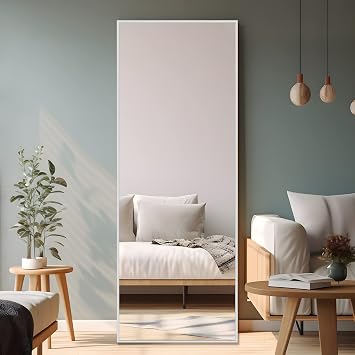 NeuType Full Length Mirror Floor Mirror with Standing Holder Bedroom/Locker Room Standing/Hanging Mirror Dressing Mirror Silver, 65"x22"