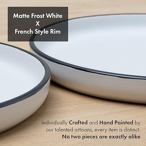 Vista 32 de MÜLLERHEIM 903 Minimalist Collection - Juego de vajilla de cerámica contemporánea de 16 piezas para 4, oliva griego, juegos de platos y cuencos