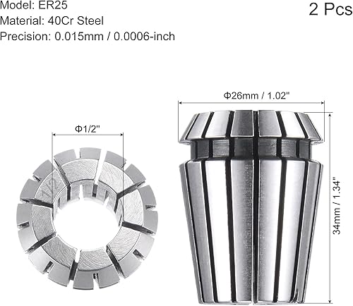 Miniatura 7 de uxcell ER25 - Portabrocas de resorte de 58 pulgadas para máquina de grabado CNC, herramienta de fresado, 2 unidades