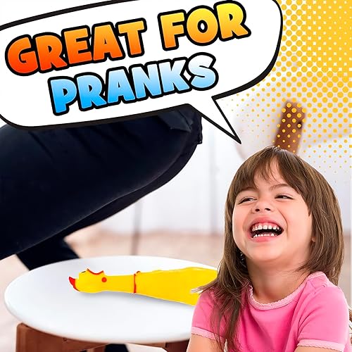 Miniatura 12 de POPLAY Pollos de goma que chillan, juguetes de perro de pollo gritando, juguetes novedosos para niños y adultos