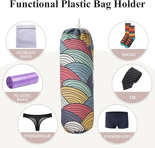 Miniatura 3 de Soporte para bolsas de plástico, dispensador organizador de bolsas de plástico para montaje en pared, soporte de almacenamiento de bolsa de