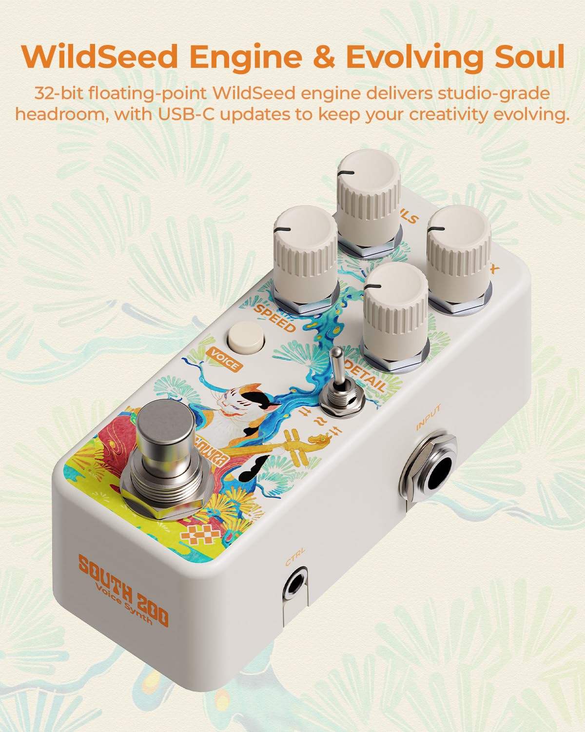 South Zoo Voice Synth Pedal - Sintetizzatore polifonico a tripla voce | con Invert Pitch Follow, Freeze Textures & Lo-Fi Glitch & Experimental Animal Sound Effects Shifte Pedale per chitarra