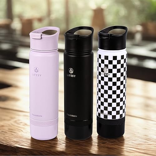 Miniatura 9 de Botella de viaje para café y cerveza fría, frasco aislado de 18 onzas con infusión estilo prensa francesa, almacenamiento oculto y tapas dobles,