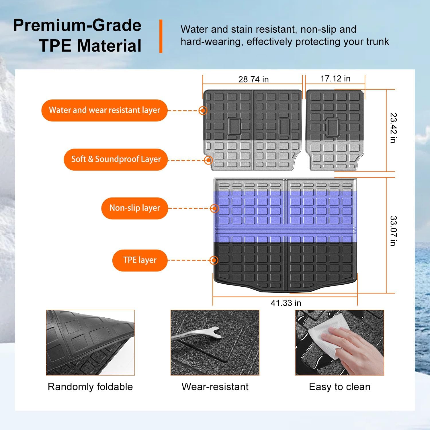 powoq Cargo Liner Compatible with 2020-2026 Ford Escape Trunk Mat All Season Protection TPE Cargo Mat Replacement for 2020 2021 2022 2023 2024 2025 2026 Ford Escape Accessories