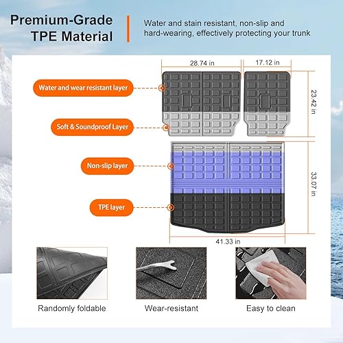 Miniatura 5 de powoq Revestimiento de carga compatible con Ford Escape 2020-2025, alfombrilla de carga para todas las estaciones, tapete de carga de elastómero