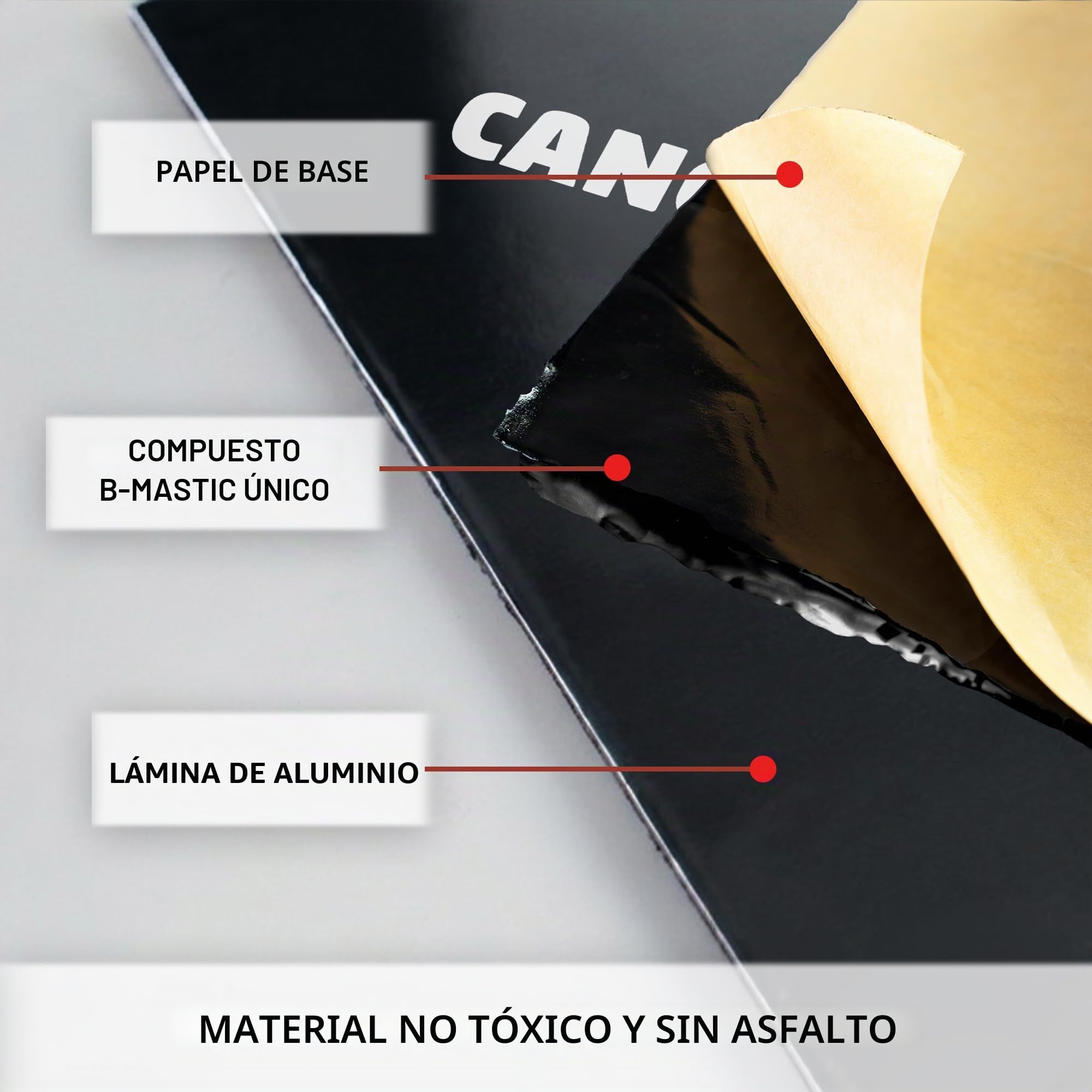 CANOPUS Profesional Autoadhesivo Tapete de Amortiguación de Sonido de Butilo, Grosor 1.3mm, 10sqft, Paquete de 10 hojas, Aislante Acustico Coche, Insonorizacion Coche, Butyl Sound Deadening Mat,Negro