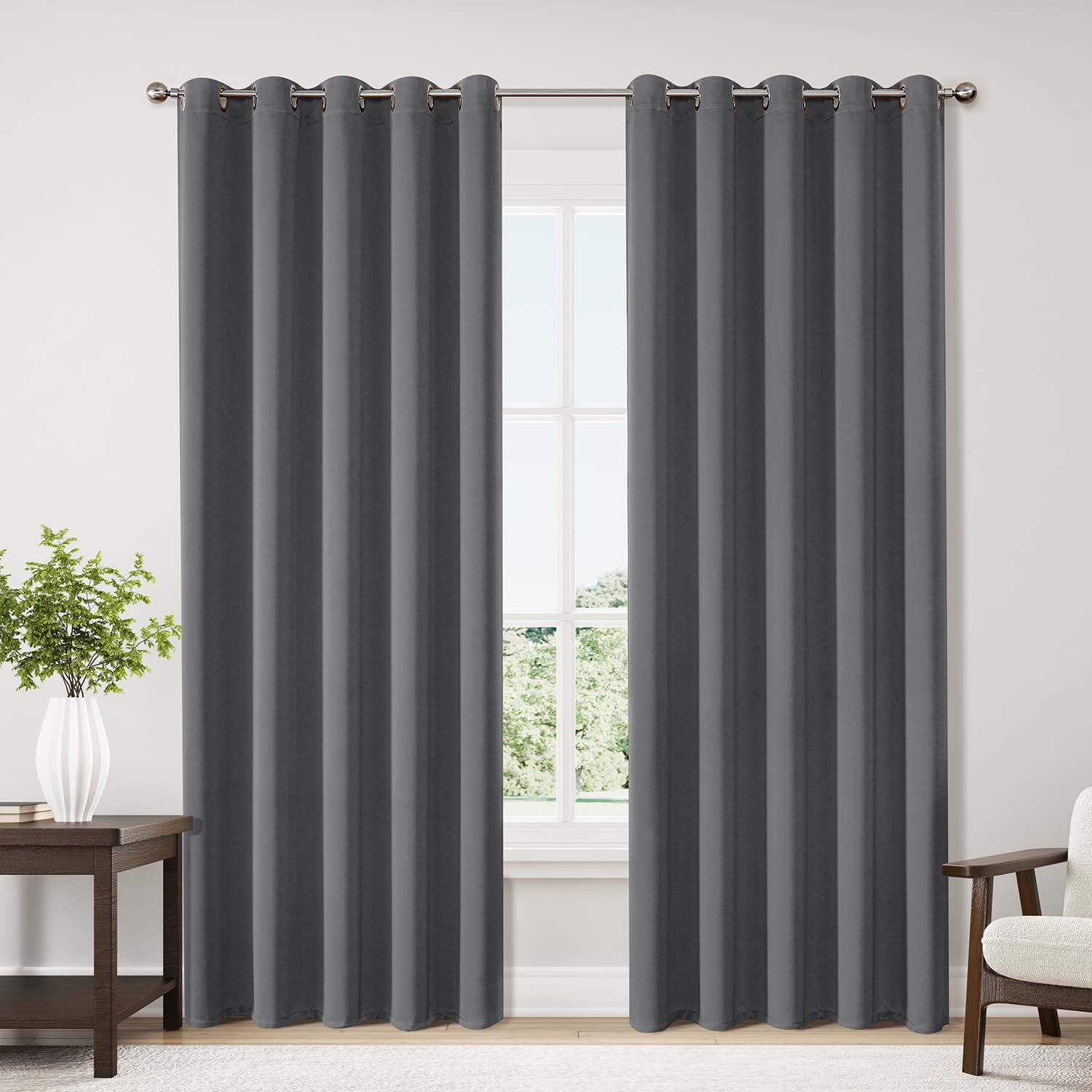 ChrisDowa Blackout Curtains 70 inches Wide for Bedroom - 2 Panels Set Extra Wide Grommet Thermal Insulated Room Darkening Curtains for Living Room (