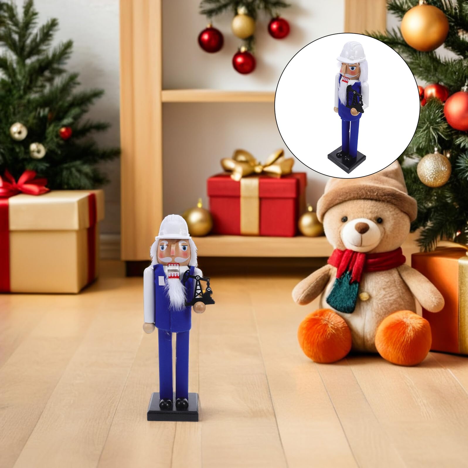 VICASKY Nussknacker-Soldat aus Holz für Kaminsims Dekorative Weihnachtsfigur Nussknacker-Ornament Traditionelles Spielzeug für Tischdekoration