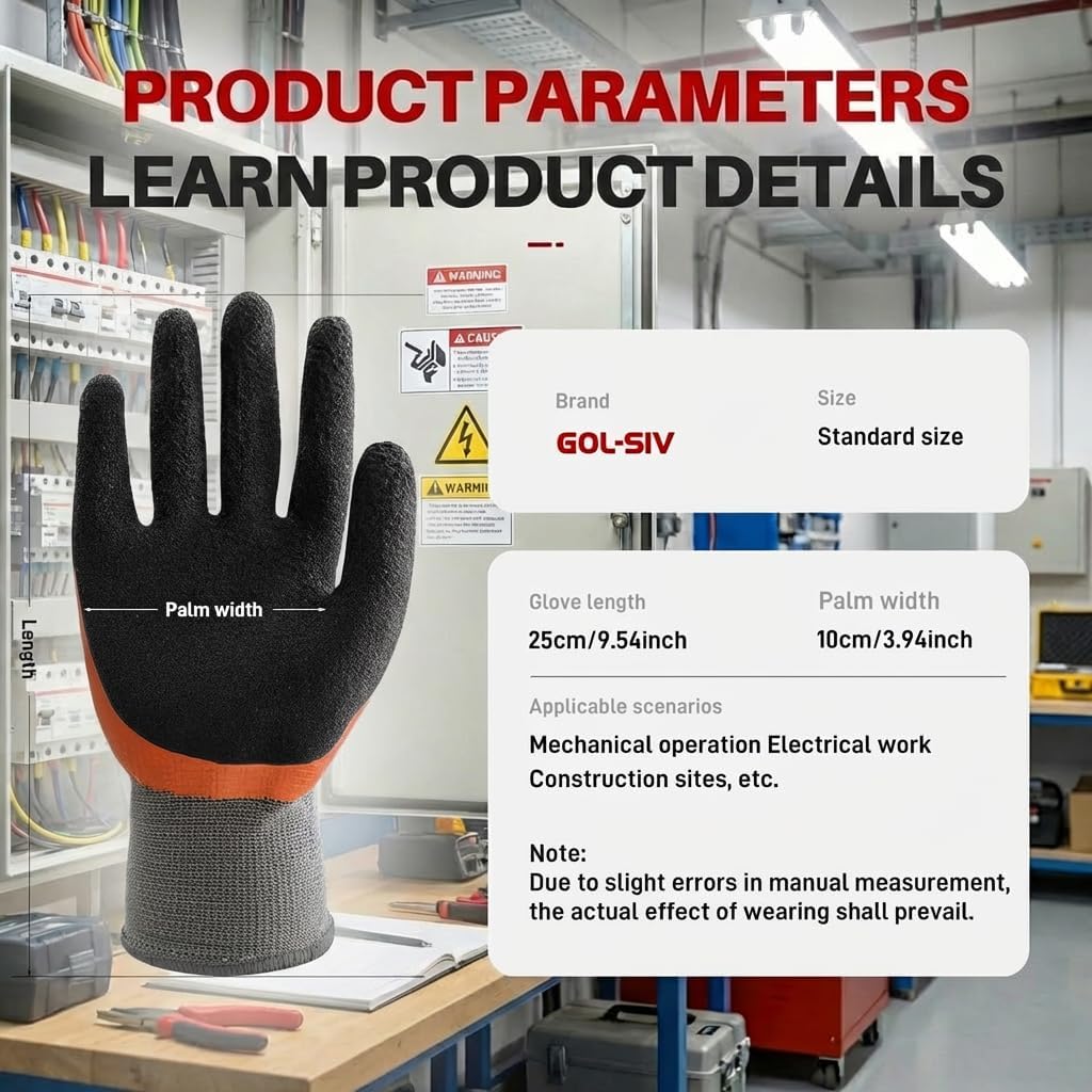 Electrical Insulated Gloves, 500V High Voltage Resistance Electrician Safety Gloves, Rubber Non Slip Work Gloves (500V|double insulated, Large) - Image 4