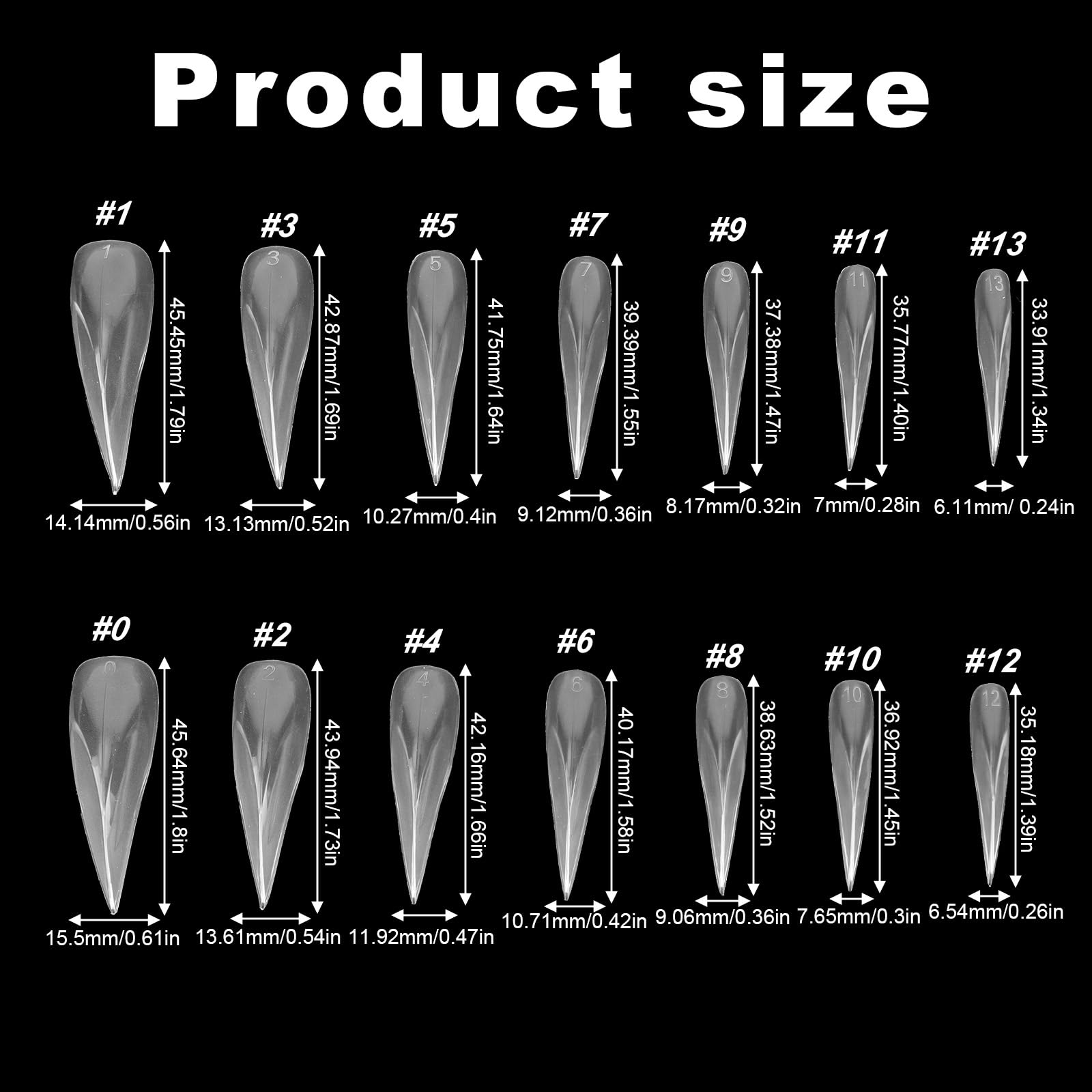 lasuroa 140szt Żelowych Form do Przedłużania Paznokci, Rozmiar 14 Przezroczyste Formy Paznokci Eagle Claw Wielokrotnego Użytku Zakrzywione Formy do Salonu Manicure Sztuki DIY Halloween
