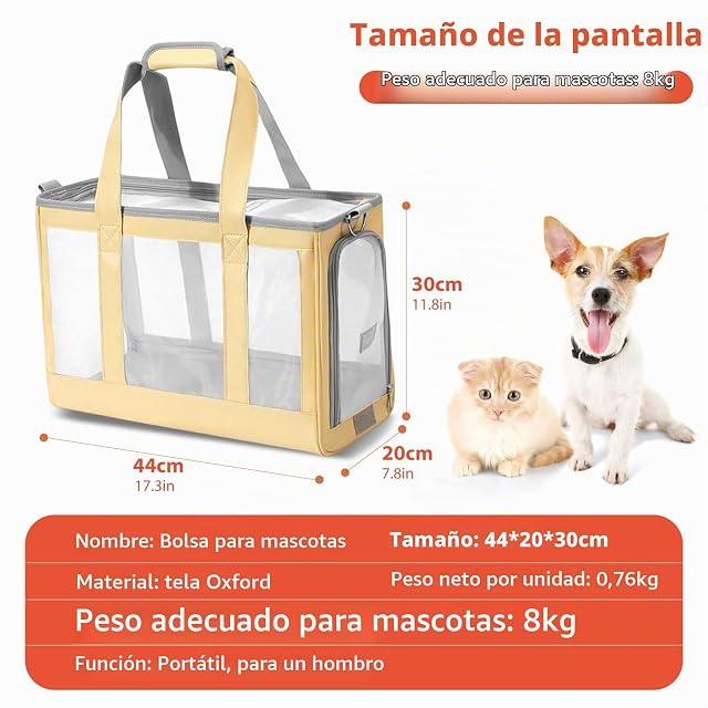 Foto 3 de 6 de PETCUTE Transportín Gato Pequeño,Bolsa Transporte Mascotas con Correa de Seguridad…