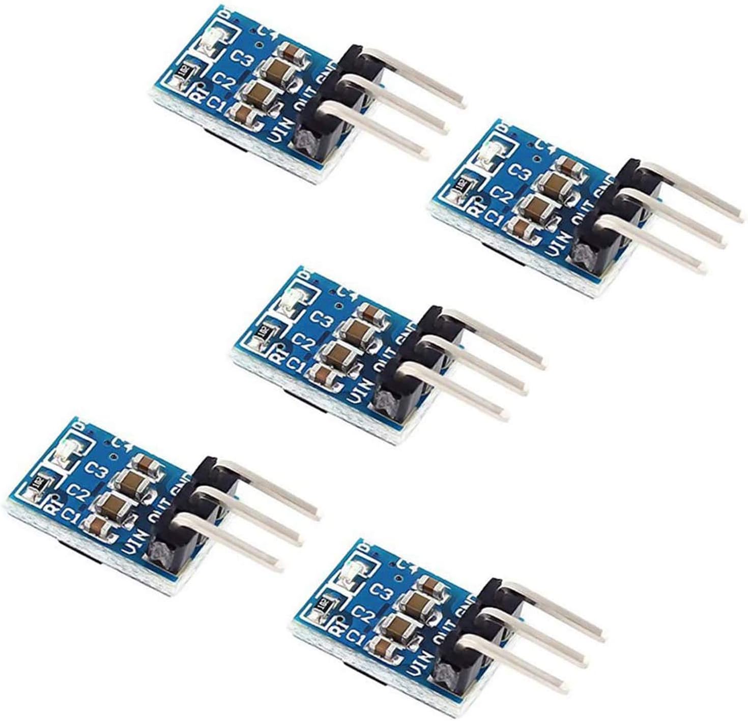 PEMENOL 5PCS 3.3V DC-DC Buck Converter 3 Pins AMS1117-3.3 Voltage Regulator Mini Step Down Power Supply Module 4.75-12V Input Voltage to 3.3V 800mA DC Buck Module