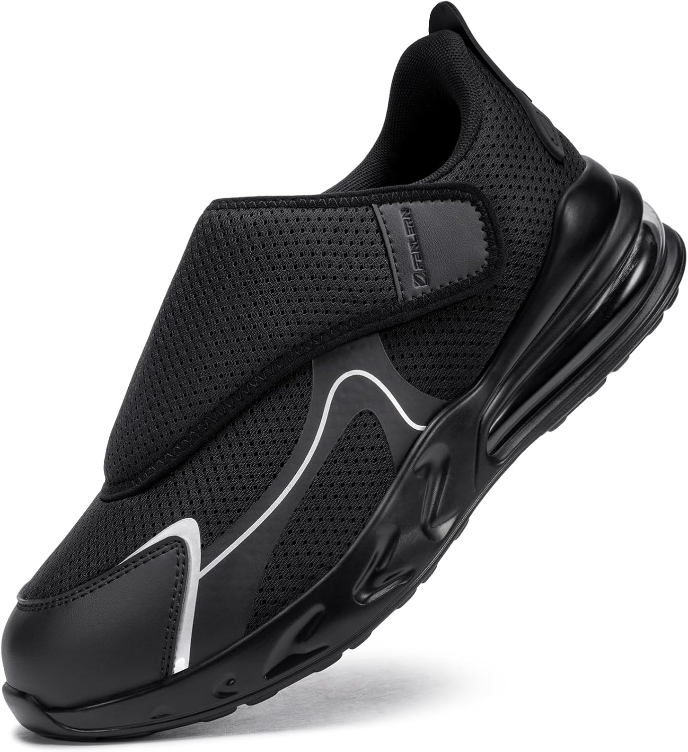 FENLERN Men's Non Slip Diabetic Shoes Wide Slip On Walking Sneakers Supportive Work Shoes for Swollen Feet Kitchen Chef Food Service Restaurant