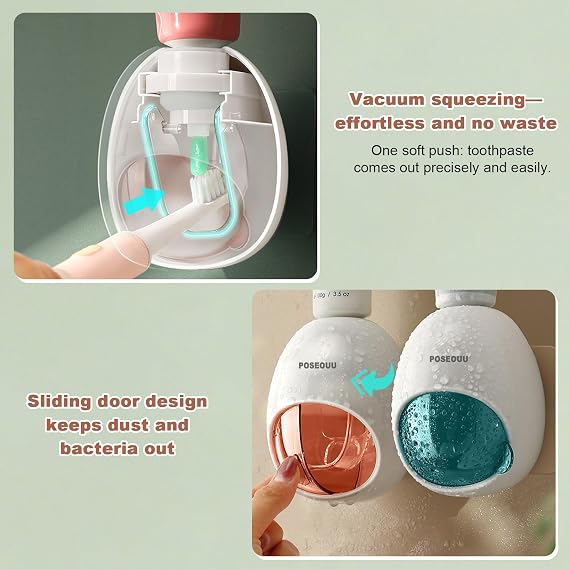 Toothpaste Dispenser Wall Mounted for Bathroom, Sapphire Blue