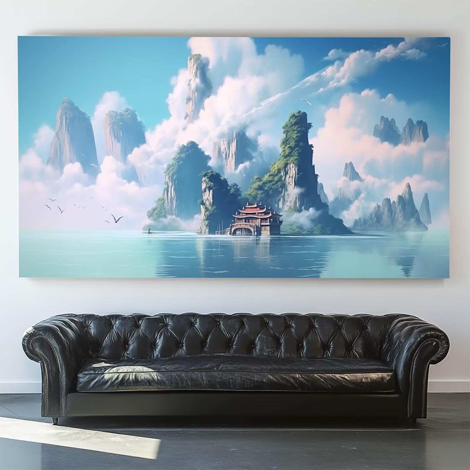 Pintar por Numeros Adultos Montaña, Pintar por Numeros Niños Kit Manualidades Adultos Paisaje Cuadros para Pintar por Numeros Pintura Acrílico, Cuadros Decoracion Salon Modernos 80X160cm 7w-B-G