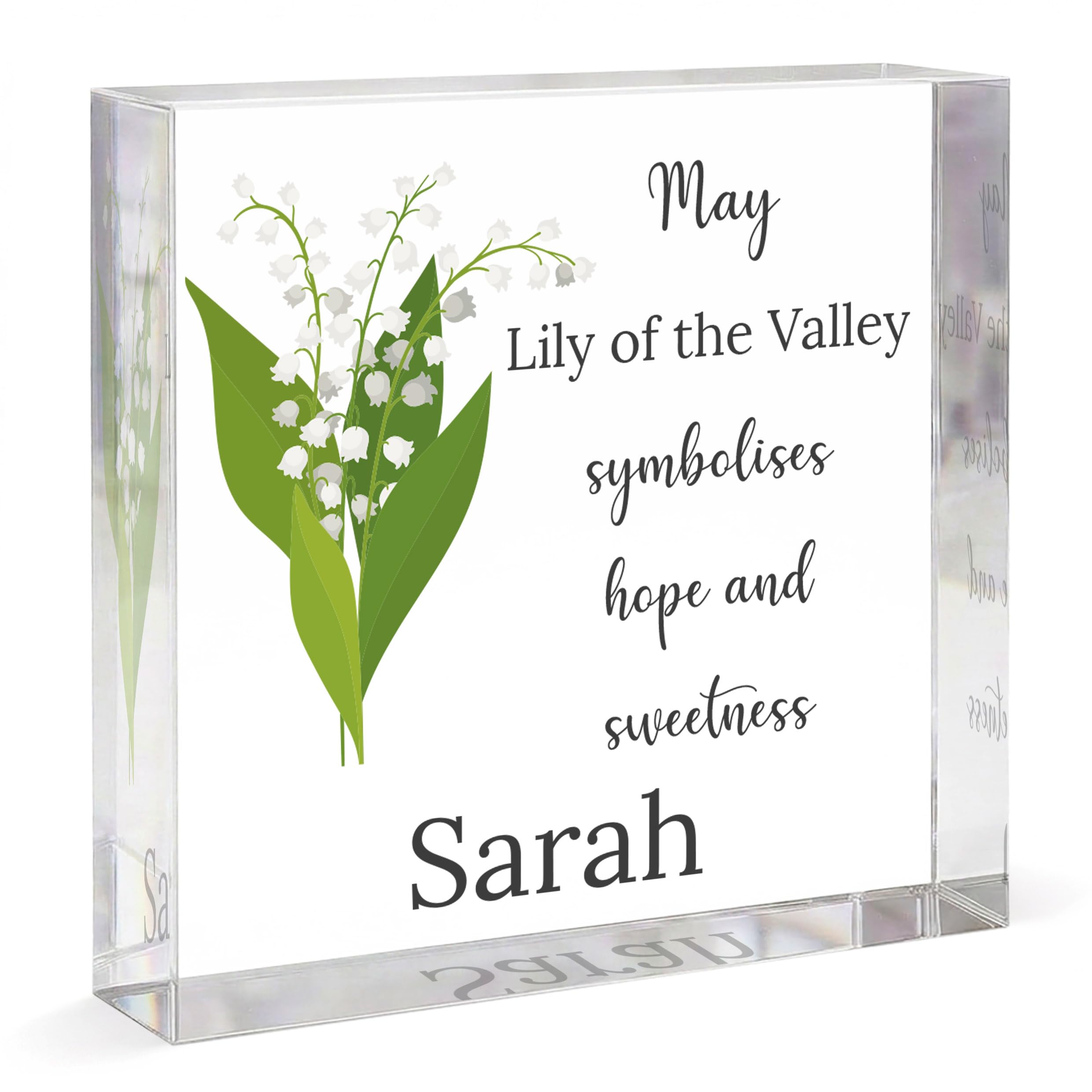Personalised May Birthday Gifts, May Birth Flower, Lily Of The Valley Gift, Birth Month Flower Gifts For - Her Friend Sister, Mothers Day, Encouragement Positivity Gift, With Grey Bag
