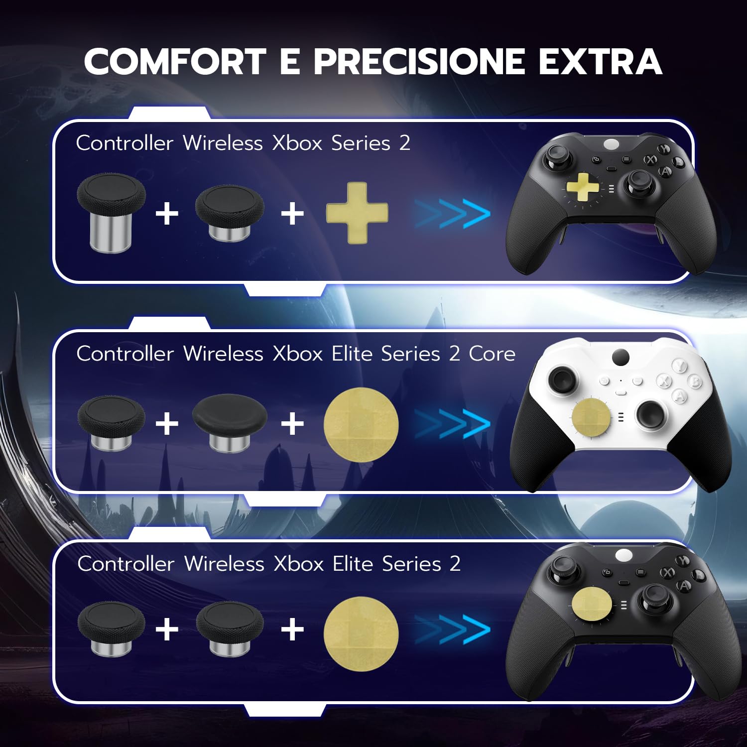 Mcbazel Levette Analogiche Analogici Metallici Thumbstick Magnetici, Trigger Palette Levette e Strumento di Regolazione per Xbox Elite Series 2 Controller