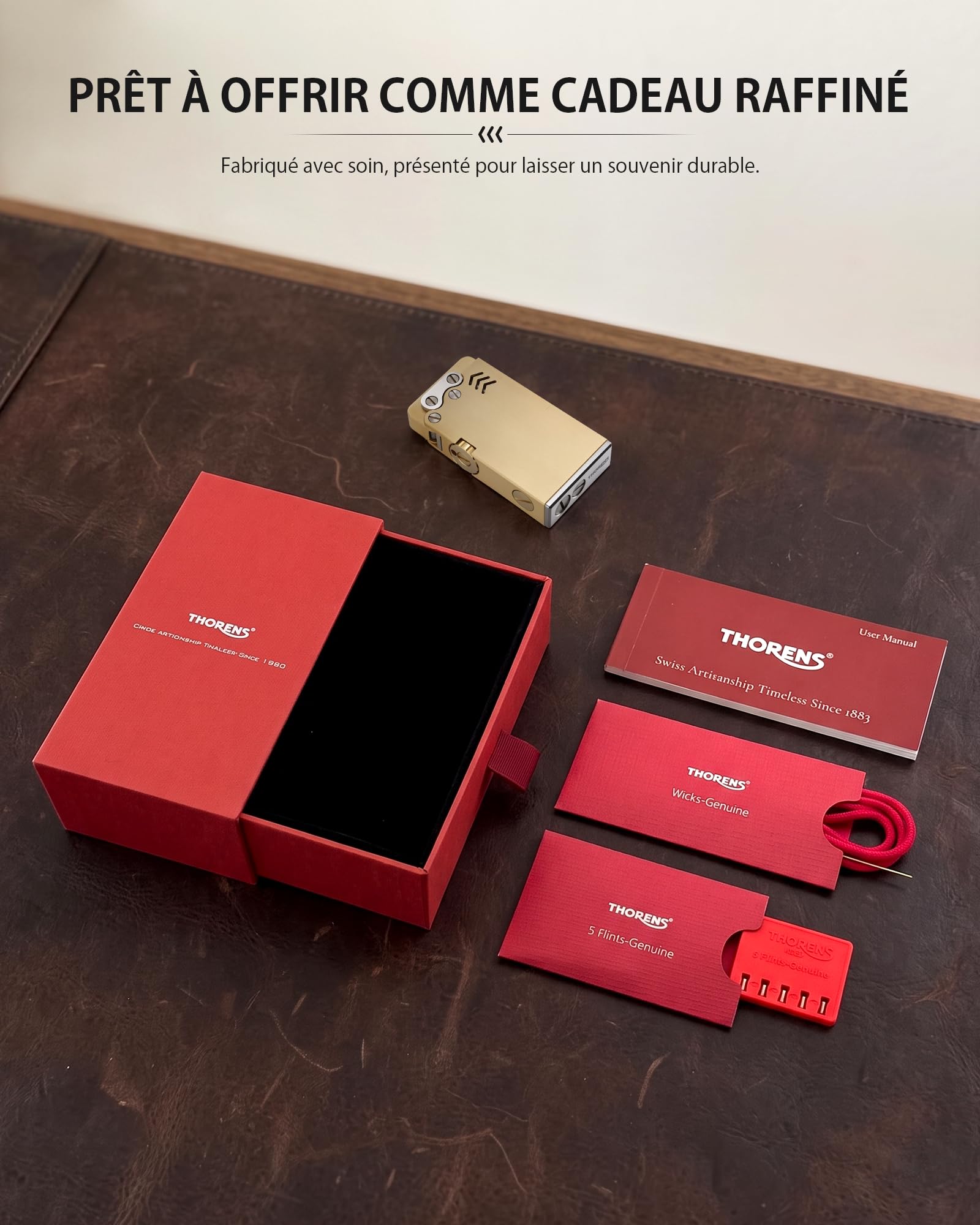 Thorens Ejection Brass Finish Briquet à Essence Laiton Anti-Vent