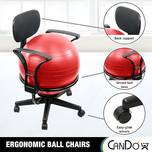 Miniatura 8 de CanDo Silla de bola de metal  Silla de bola de ejercicio ergonómica inflable con bomba de aire para el hogar, la oficina y el aula