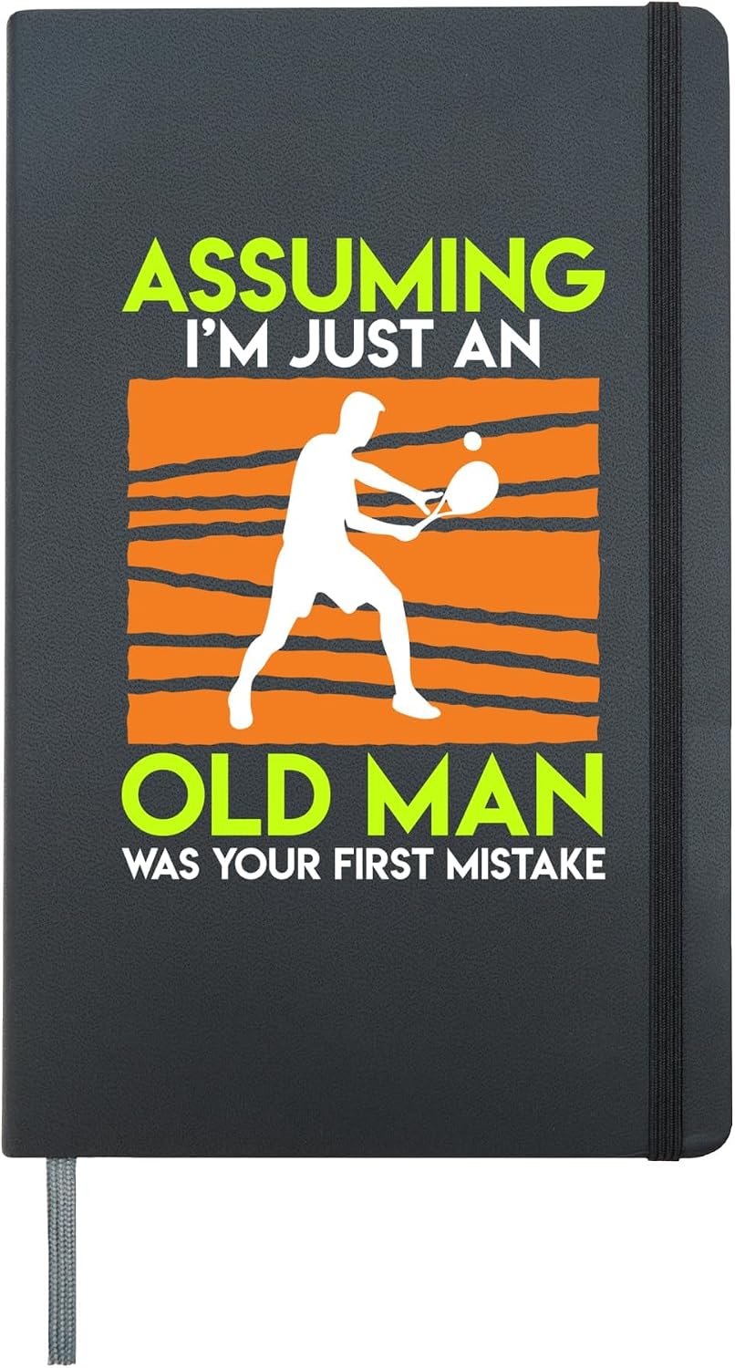 Funny tennis saying old man Tennis player Retired Hardcover Journal, Black