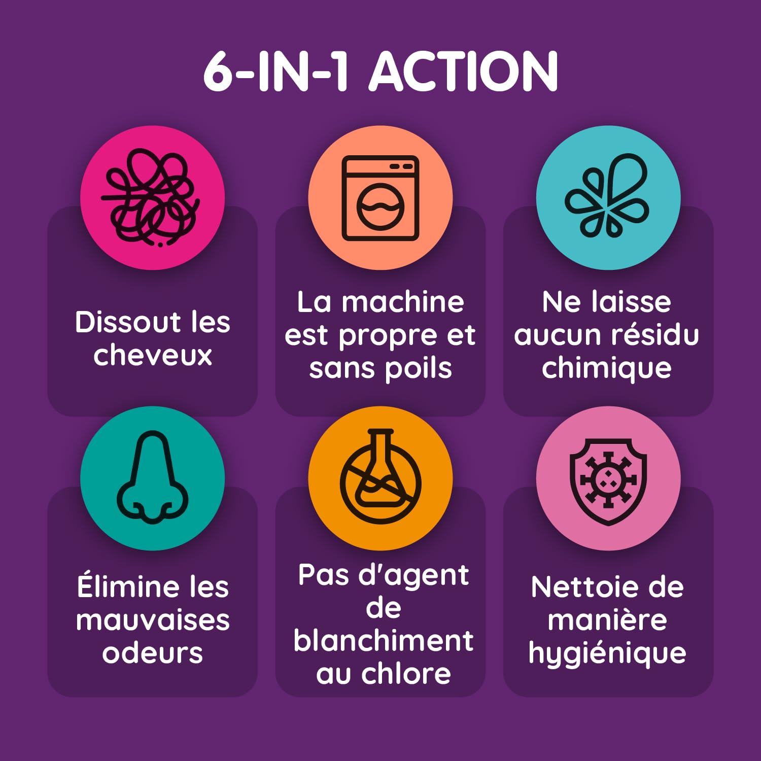 Vamoosh Lot de 6 boîtes d'épilation pour le linge 45,7 x 1,5 g - Dissout poils chien chat machine à laver